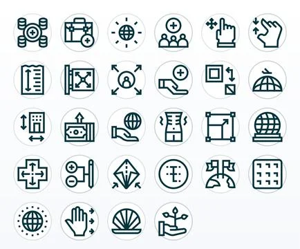 28 Vector Icons for Expand optimized in Editable 128x128 Bold Line resolution Stock Illustration
