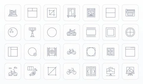 28 Vector Icons inspired by Frame in Pixel Optimized Retina Ready Thin Line.. Stock Illustration