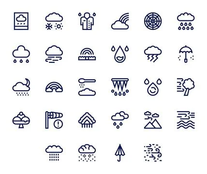 28 Vector Icons inspired by Storm in Pixel Optimized 256x256 Bold Line qualit Stock Illustration