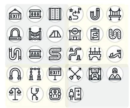28 Vector Icons for Pathway featuring High Resolution Pixel Aligned Bold Li.. Stock Illustration