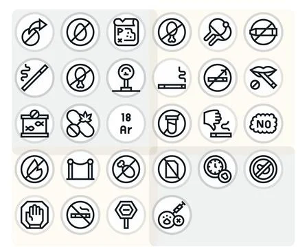 28 Vector Icons for Restriction featuring High Resolution Editable Bold Lin.. Stock Illustration