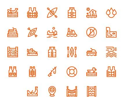 28 Vector Icons for River optimized in Grid Fitted 256x256 Bold Line resoluti Stock Illustration