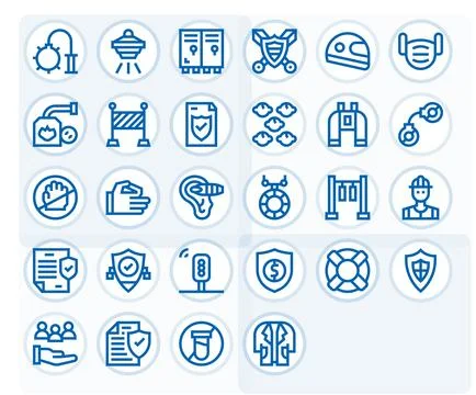 28 Vector Icons for Safety featuring 256x256 Detail Enhanced Bold Line Graphi Stock Illustration