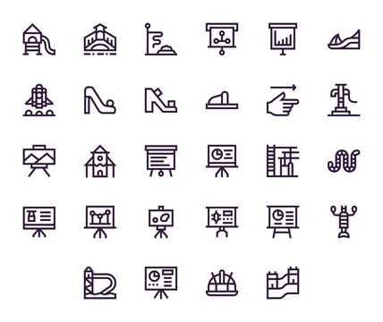 28 Vector Icons for Slide featuring High Resolution Editable Bold Line Graphi 스톡 일러스트