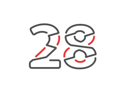 28 vector number. Modern trendy, creative style line design. For logo, brand  Stock Illustration