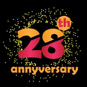 28 Year Anniversary Vector Template Design Illustration - Vector Stock Illustration