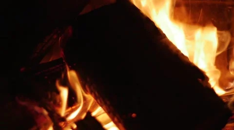2801 Fire in Fireplace in Slow Motion Stock Footage 46032519