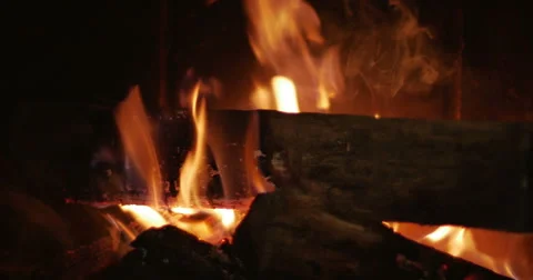 2806 Fire in Fireplace, 4K Stock Footage 46063388