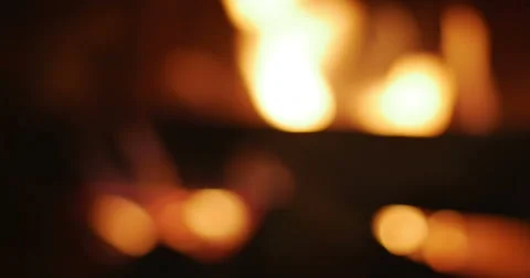 2807 Blur to Focus Fire in Fireplace, 4K Stock Footage 46063390