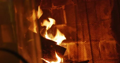 2809 Fire in Fireplace, 4K Stock Footage 46063793