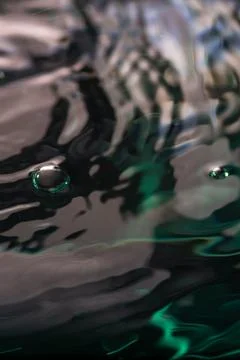 283.Abstract Reflections and Bubbles on Dark Liquid Surface Stock Photos