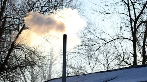 283.mp4 The smoke from the chimney. Stock Footage 46605873