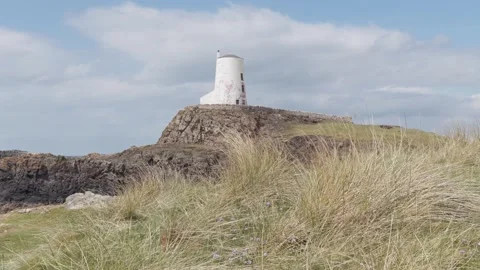 28th April 2026. Tŵr Bach lighthouse, Newborough Warren, Anglesey, Wales, UK Stock Footage 335691482
