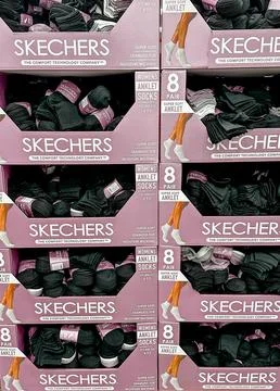 29 AUG 2024 - BAXTER, MN: Display of boxes of womens short socks Stock Photos
