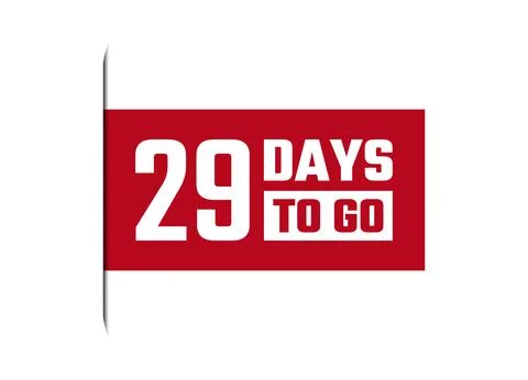 29 days to go red vector banner illustration isolated on white background Stockillustratie