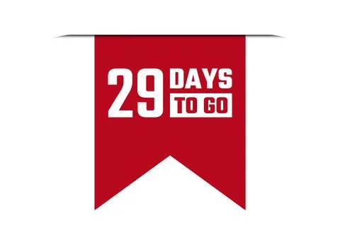 29 days to go red vector banner illustration isolated on white background Stock Illustration