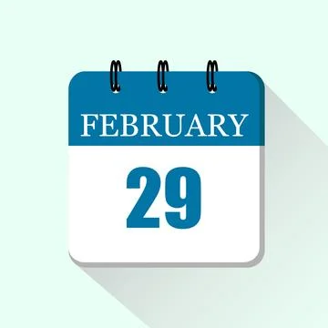 29 February Vector flat daily calendar icon. Date and month. Ilustração Stock