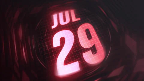 29 July in 3d motion graphic. Infrared calendar in futuristic and tech glow Stock Footage 292941639