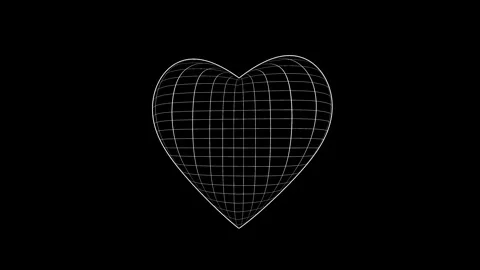 29. Love Shape 3D Grid Animation Heart Mesh with Smooth 3D Motion in Black B Stock Footage 309656909