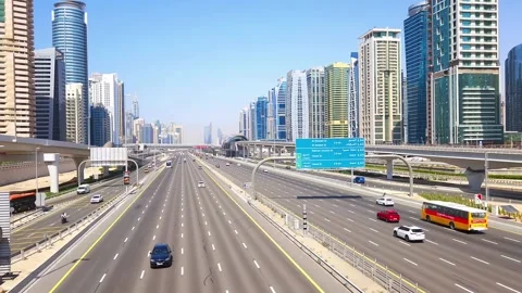 29 March, 2025 UAE, Dubai. Traffic on Sheikh Zayed Road. Vídeo Stock 310860073