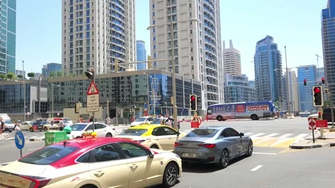 29 March, 2025 UAE, Dubai. Traffic on road in the Dubai city. Stock Footage 310962945