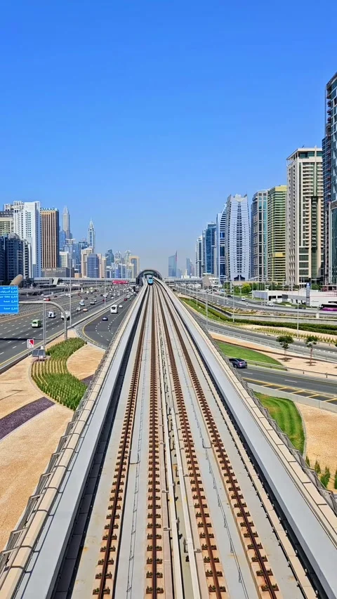 29 March, 2025 UAE, Dubai. Dubai metro view Stock Footage 310963047