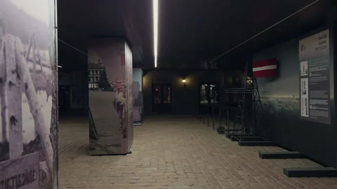 29 March 2026 - Riga, Latvia: Archival corridor illuminated by ceiling lights Stock Footage 331928025