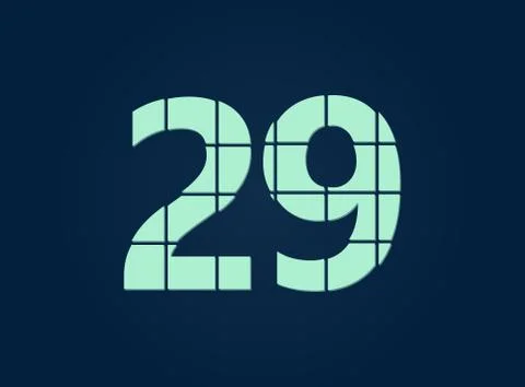 29 number, vector desing font.  Made of knife cut. For logo, brand label, des Stock Illustration