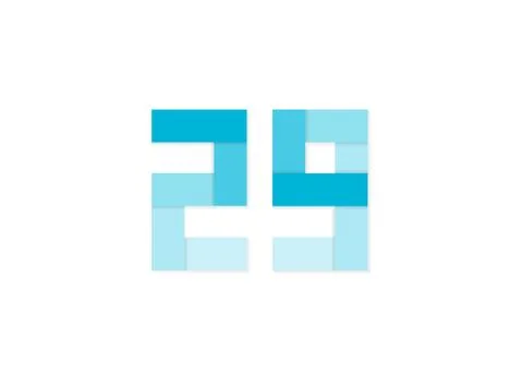 29 number, vector logo, paper cut desing font made of blue color tones .Isola Stock Illustration