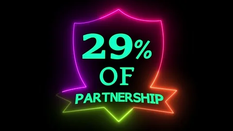 29% Partnership Dynamic Neon Light Effect on Black Background Stock Footage 329542562