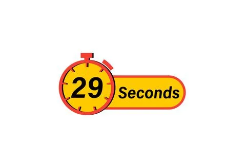 29 Seconds timer Clock, Timer icon, countdown icon. Time measure. Chronomet.. Illustrazione stock