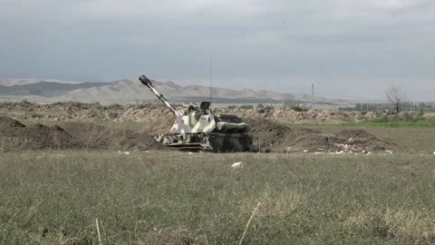 29 September 2020 Terter Azerbaijan. Azerbaijan Armed Forces Video stock 142600053