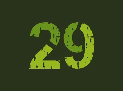 29 vector number made of grungy, grunge texture. Rubber stamp imprint style.  Stock Illustration