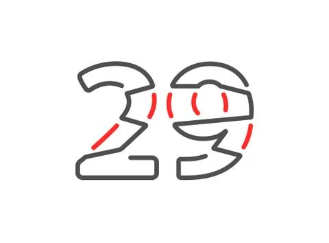 29 vector number. Modern trendy, creative style line design. For logo, brand  Stock Illustration