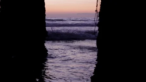29 Waves Crash Under Pier Stock Footage 99597240