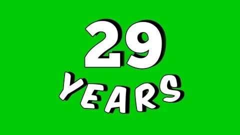 29 years text animation motion graphics cartoon on green screen Stock Footage 308229016