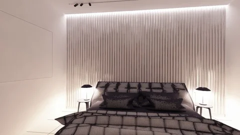 290 Bedroom 3D Mesh Graphics interior design blurred loft Stock Footage 125281780