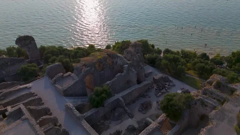 Archaeological site of Grotte di Catullo, Lake Garda, Italy - Aerial Drone Archaeological site of Grotte di Catullo, Lake Garda, Italy - Aerial Drone