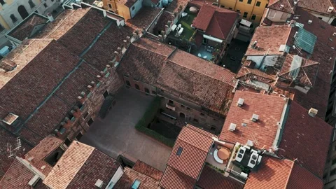 Casa di Giulietta from above in Verona, Italy - Aerial Drone