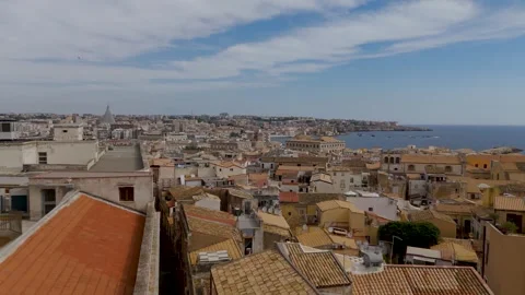 Just above rooftops on Isola Di Ortigia, Syracuse, Sicily, Italy - Aerial Drone Just above rooftops on Isola Di Ortigia, Syracuse, Sicily, Italy - Aerial Drone