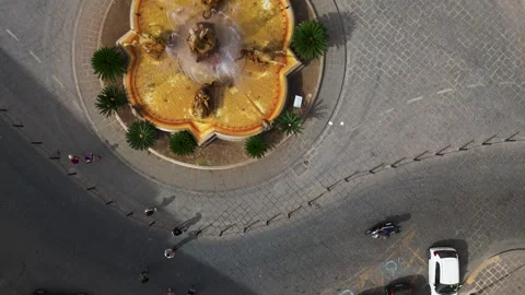 Fountain of Diana, Isola Di Ortigia, Syracuse, Sicily - Aerial Drone Fountain of Diana, Isola Di Ortigia, Syracuse, Sicily - Aerial Drone