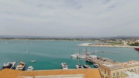 Rooftops to sea on Isola Di Ortigia, Syracuse, Sicily, Italy - Aerial Drone Rooftops to sea on Isola Di Ortigia, Syracuse, Sicily, Italy - Aerial Drone