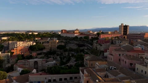 Sunrise over Cagliari, Sardinia, Italy - Aerial Drone