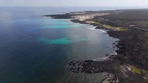 Flying over Caleton Blanco, Charca de la Novia, Lanzarote, Spain - Aerial Drone