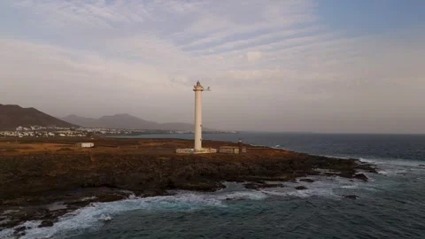 Circle Faro de Punta Pechiguera, Lanzarote, Canary Islands, Spain - Aerial Drone