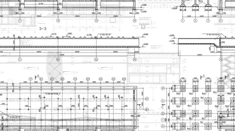 29.97fps-1080p-Construction Drawings-Corner-White Stock Footage 44636793