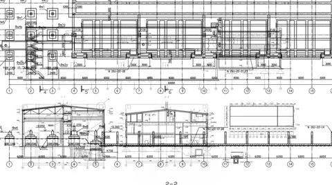 29.97fps-1080p-Construction Drawings-Front-White Stock Footage 46195608