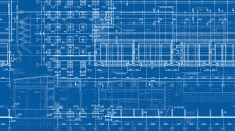 29.97fps-1080p-Construction Drawings-Left-Blue Stock Footage 44636811