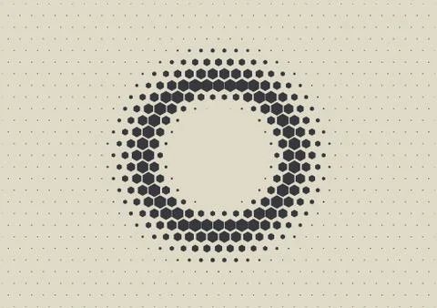 2D Abstract Geometric Wave Hex Halftone Pattern Stock Illustration