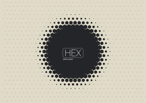 2D Abstract Geometric Wave Hex Halftone Pattern Stock Illustration